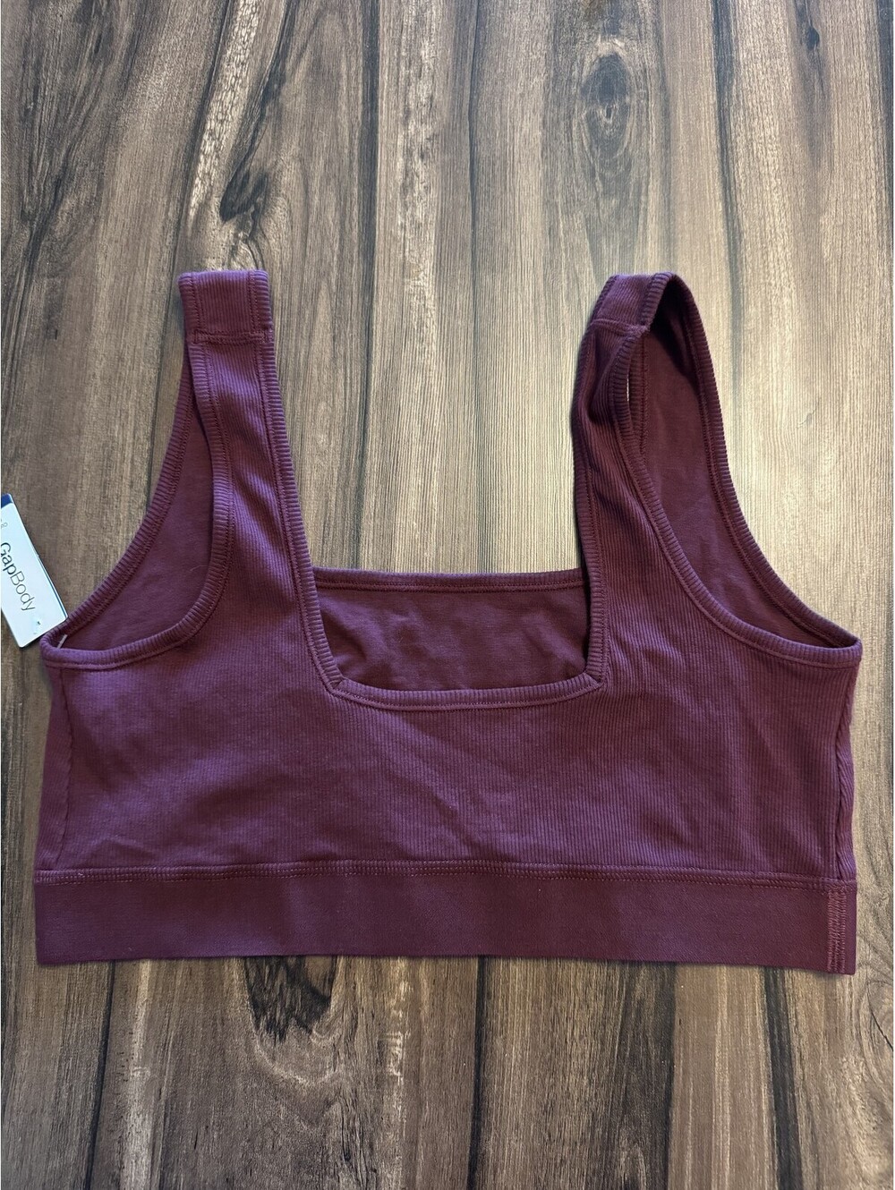 Gap Cotton Rib Square Neck Bralette Purple Women Size L NWT